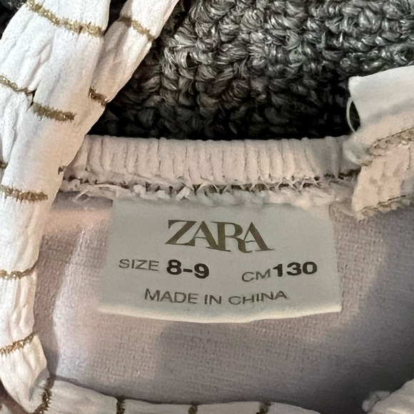 Zara Kids Swimsuit Girls Size 8-9 White & Gold Stripes One Piece Ocean Pool - Picture 4 of 6